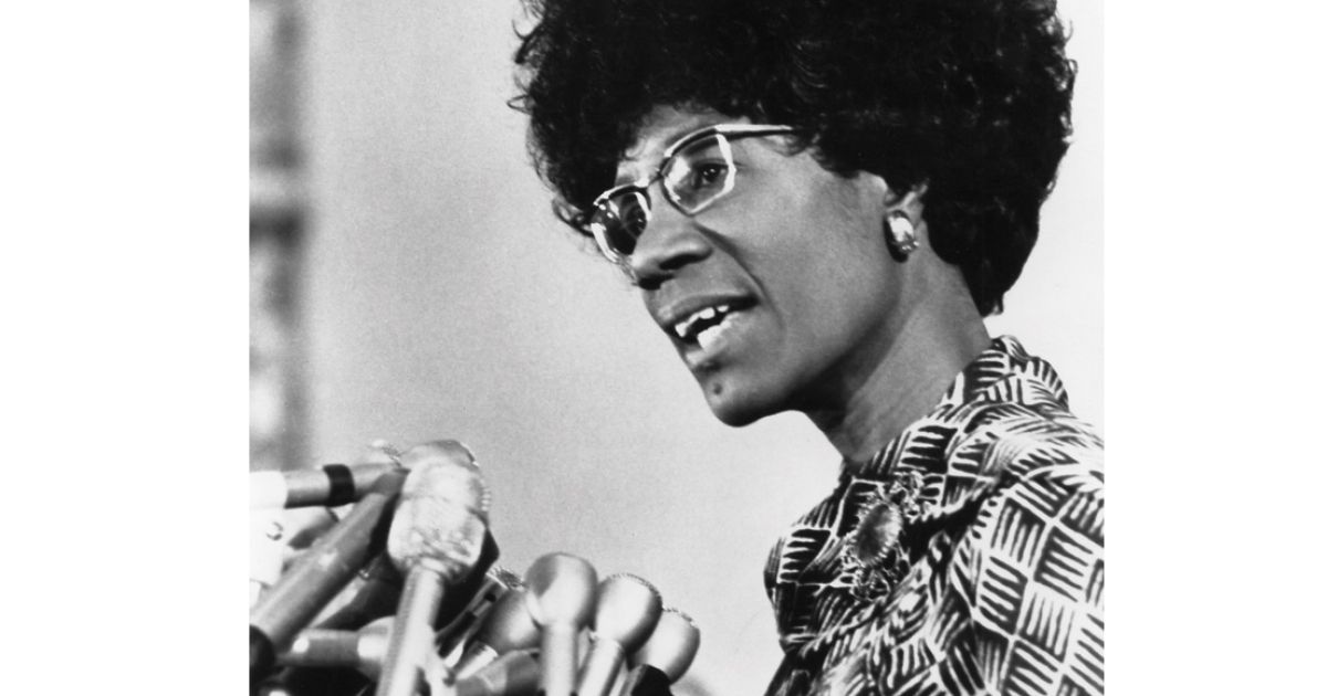 U.S. Rep. Shirley Chisholm, the first black woman elected to Congress, speaks at a Student Legal Forum event in 1973. 