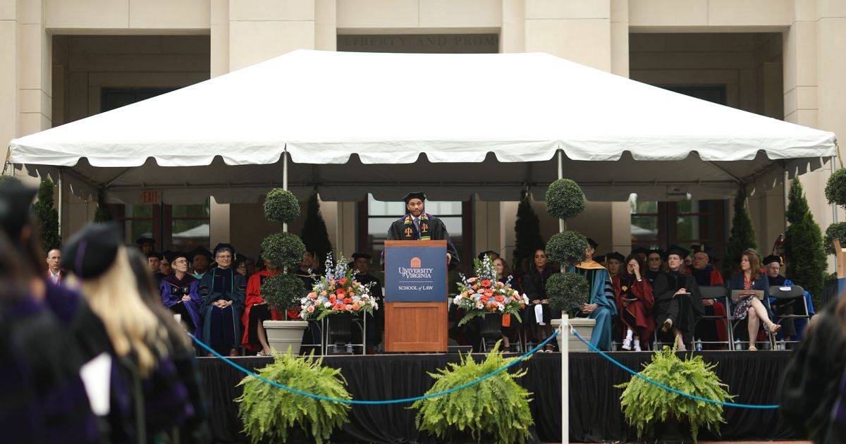 SBA President Tommy Cerja IV speaks at graduation.