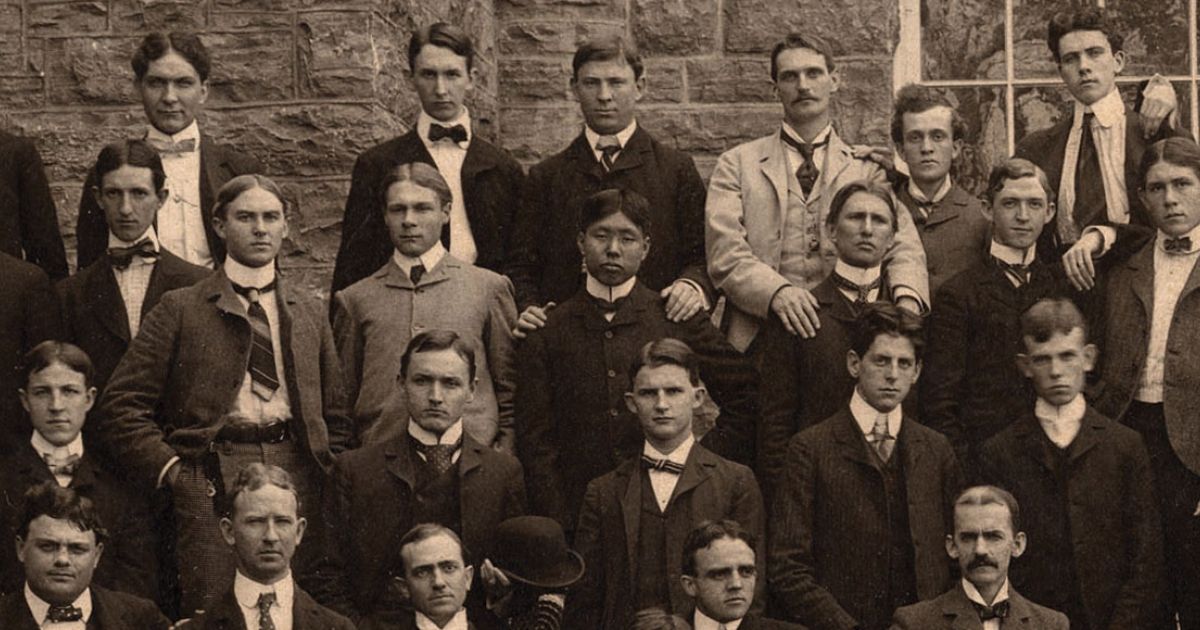 Hiraoaka Ryosuke of Hakate, Japan (second row, center), studied law with the Class of 1900, along with W.W. Yen (not pictured), UVA’s first Chinese graduate.