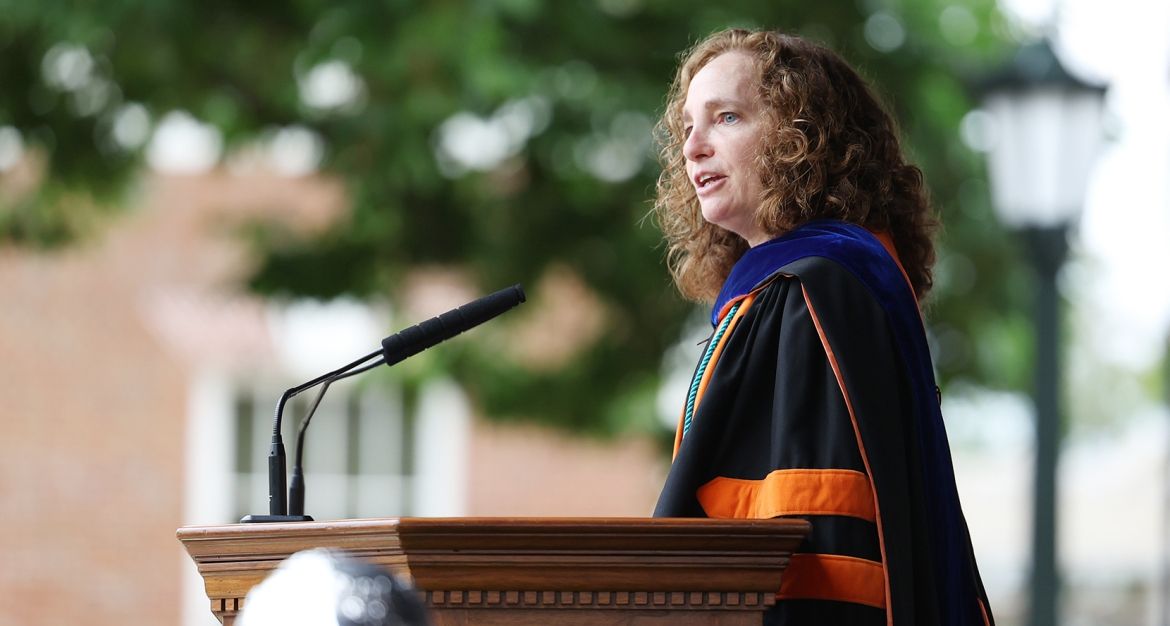 Dean Risa Goluboff delivers her commencement address